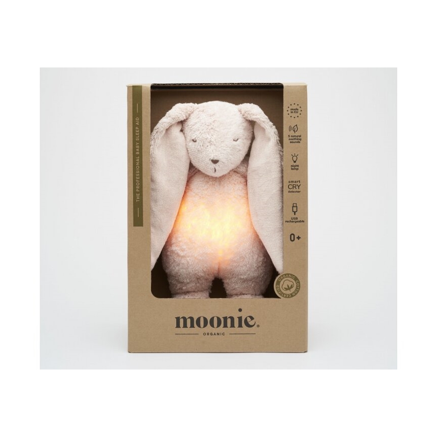 Moonie - Amigo aconchegante com melodia e iluminação 2.0 coelho organic rosa