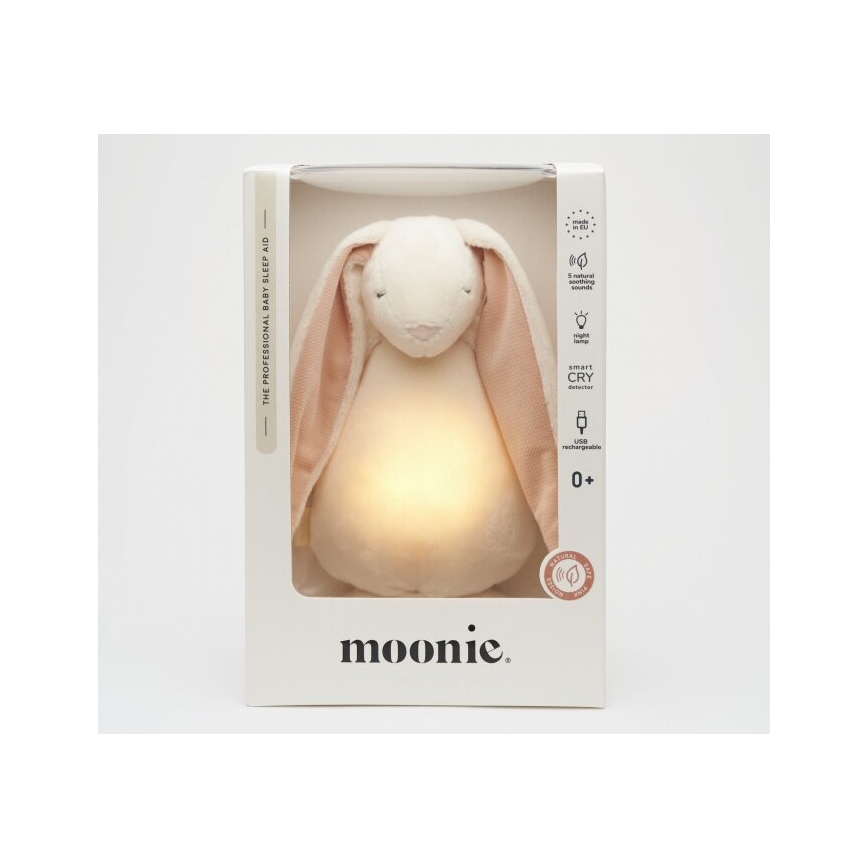 Moonie - Amigo aconchegante com melodia e iluminação 2.0 coelho powder