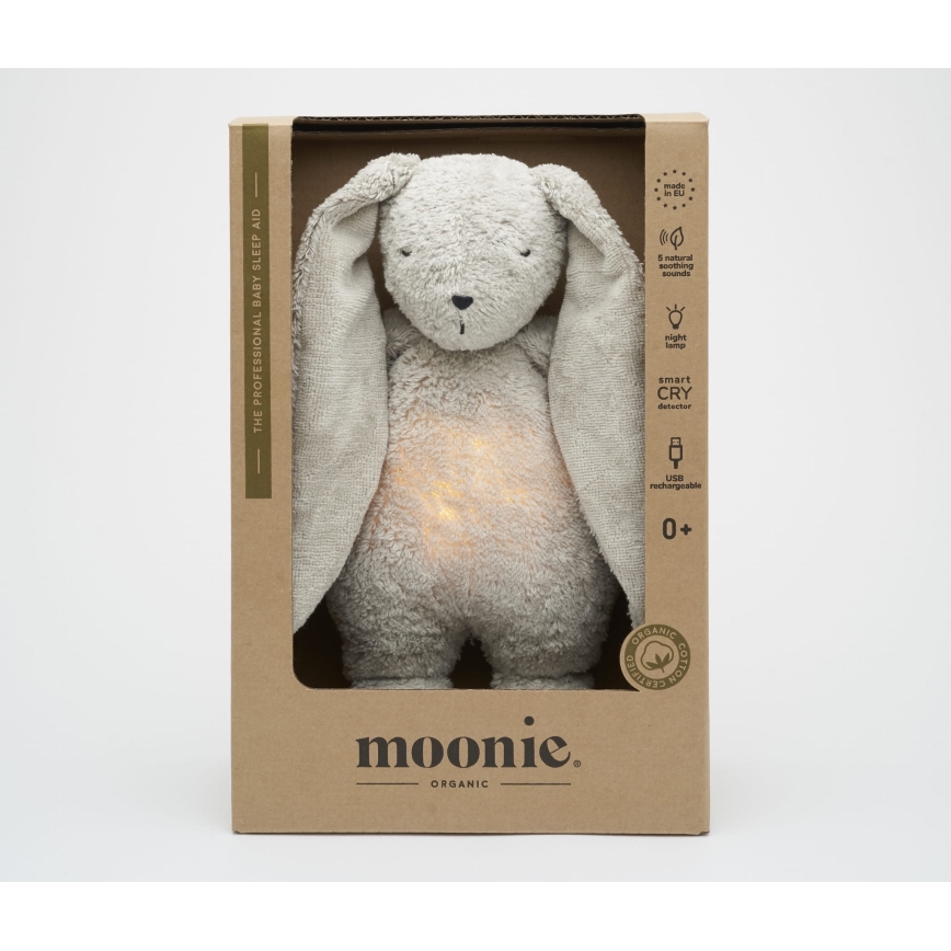 Moonie - Amigo aconchegante com melodia e iluminação coelho 2.0 organic cinzento