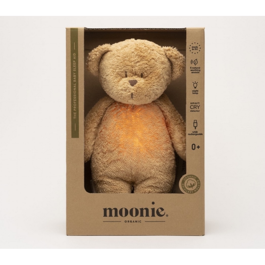 Moonie - Amigo aconchegante com melodia e iluminação urso pequeno 2.0 organic cappuccino