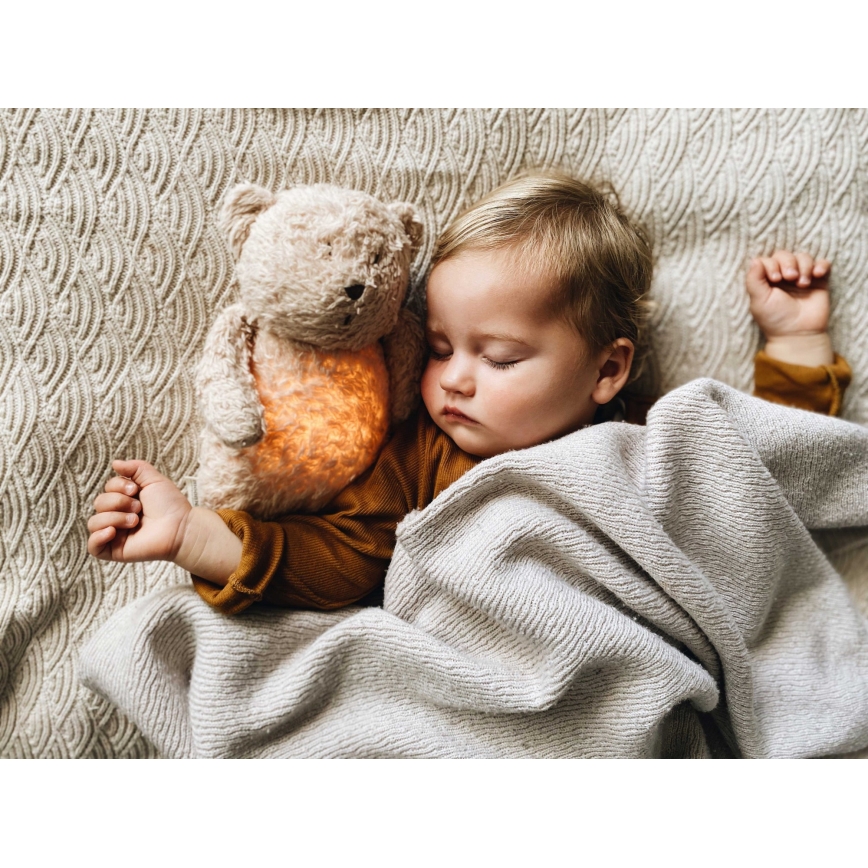 Moonie - Amigo aconchegante com melodia e iluminação urso pequeno 2.0 organic cinzento