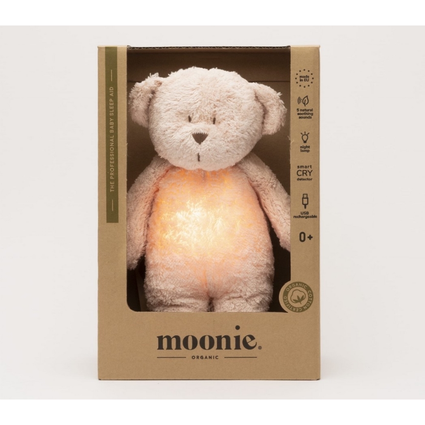 Moonie - Amigo aconchegante com melodia e iluminação urso pequeno 2.0 organic rosa