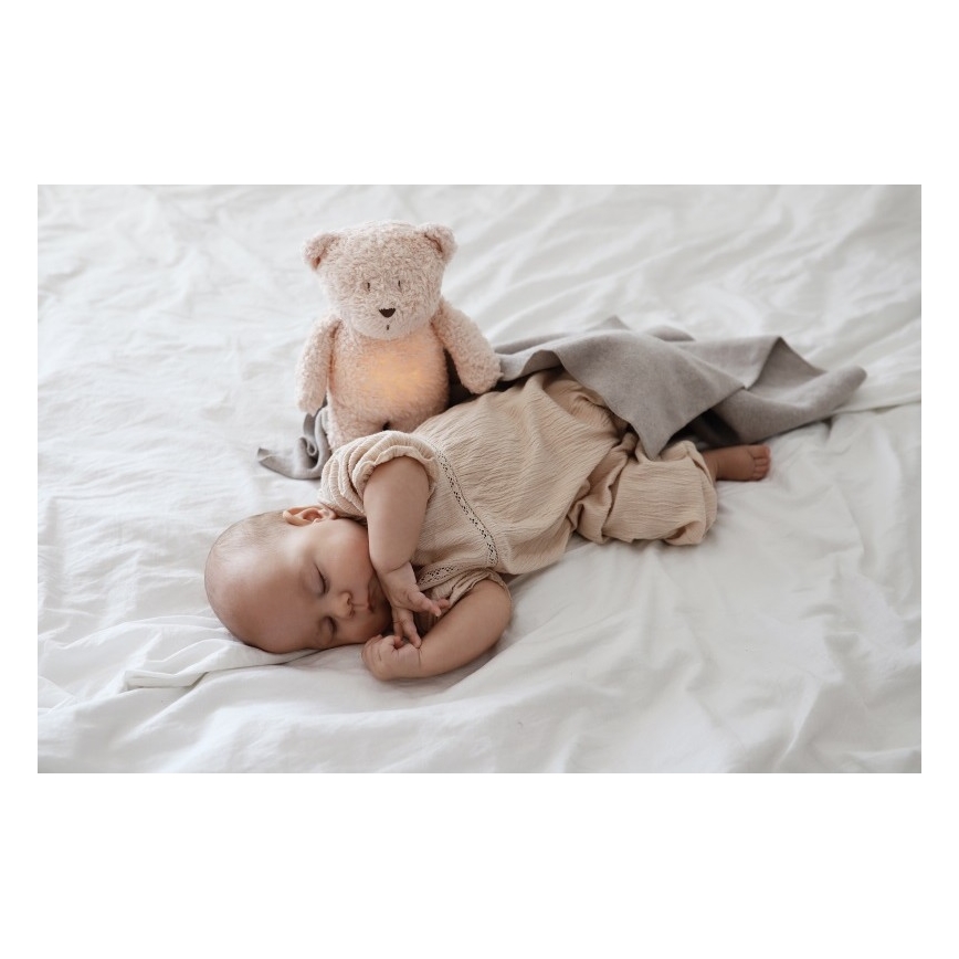 Moonie - Amigo aconchegante com melodia e iluminação urso pequeno organic rosa natur