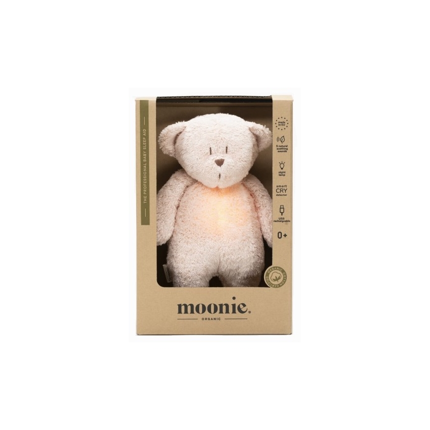 Moonie - Amigo aconchegante com melodia e iluminação urso pequeno organic rosa natur