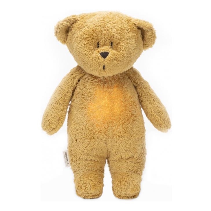 Moonie - Amigo aconchegante com melodia e iluminação urso pequeno organic tiras de mel natur