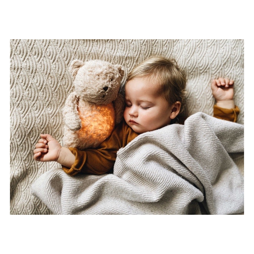 Moonie - Amigo aconchegante com melodia e iluminação urso pequeno organic tiras de mel natur