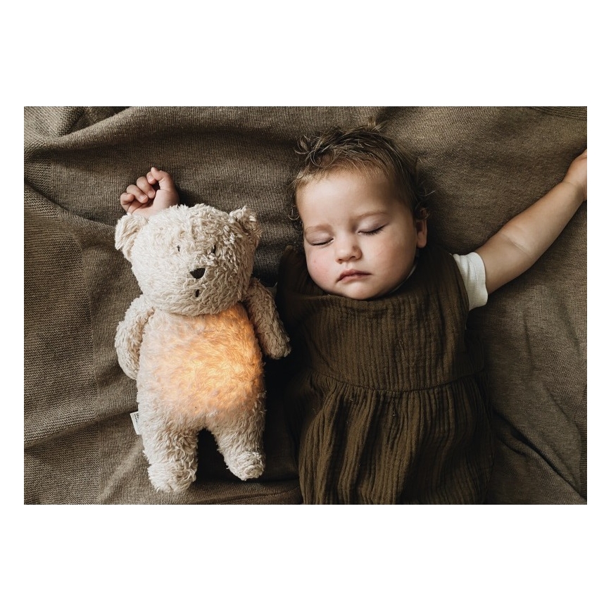 Moonie - Amigo aconchegante com melodia e iluminação urso pequeno organic tiras de mel natur