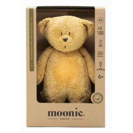 Moonie - Amigo aconchegante com melodia e iluminação urso pequeno organic tiras de mel natur