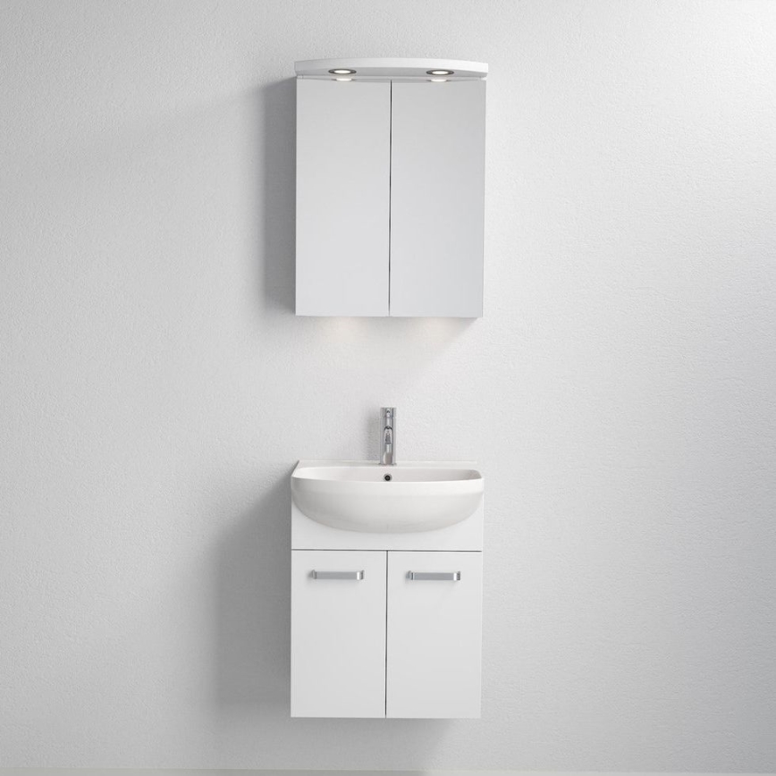 Móvel de casa de banho com lavatório ASTRID + armário espelhado com LED 4xLED/4,3W/230V IP44 branco