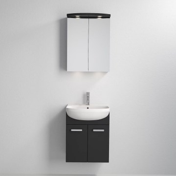 Móvel de casa de banho com lavatório ASTRID + armário espelhado LED 4xLED/4,3W/230V IP44 preto