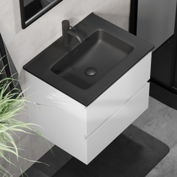 Móvel de casa de banho com lavatório CONOR 61 cm branco/preto