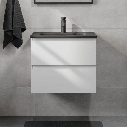 Móvel de casa de banho com lavatório CONOR 61 cm branco/preto