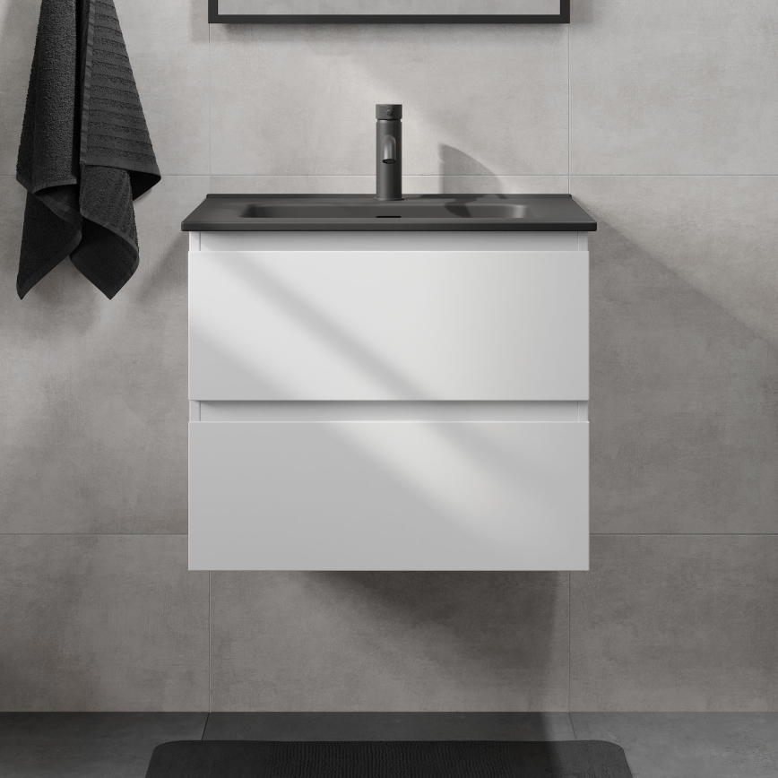 Móvel de casa de banho com lavatório CONOR 61 cm branco/preto