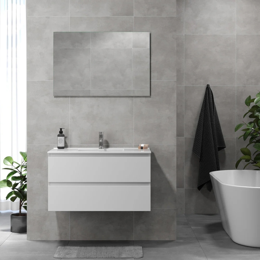 Móvel de casa de banho com lavatório HENRY 91 cm branco