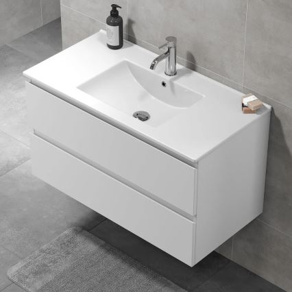 Móvel de casa de banho com lavatório HENRY 91 cm branco