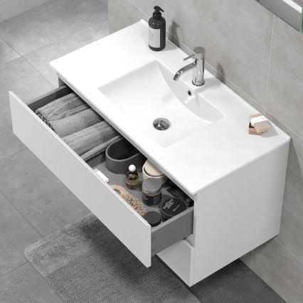 Móvel de casa de banho com lavatório HENRY 91 cm branco