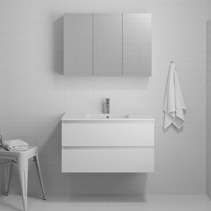 Móvel de casa de banho com lavatório HENRY 91 cm branco