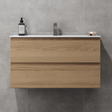 Móvel de casa de banho com lavatório HENRY 91 cm carvalho