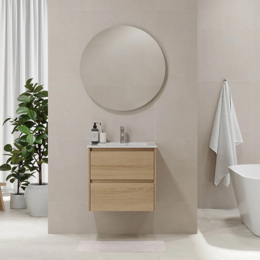 Móvel de casa de banho com lavatório LYKE 60 cm em carvalho