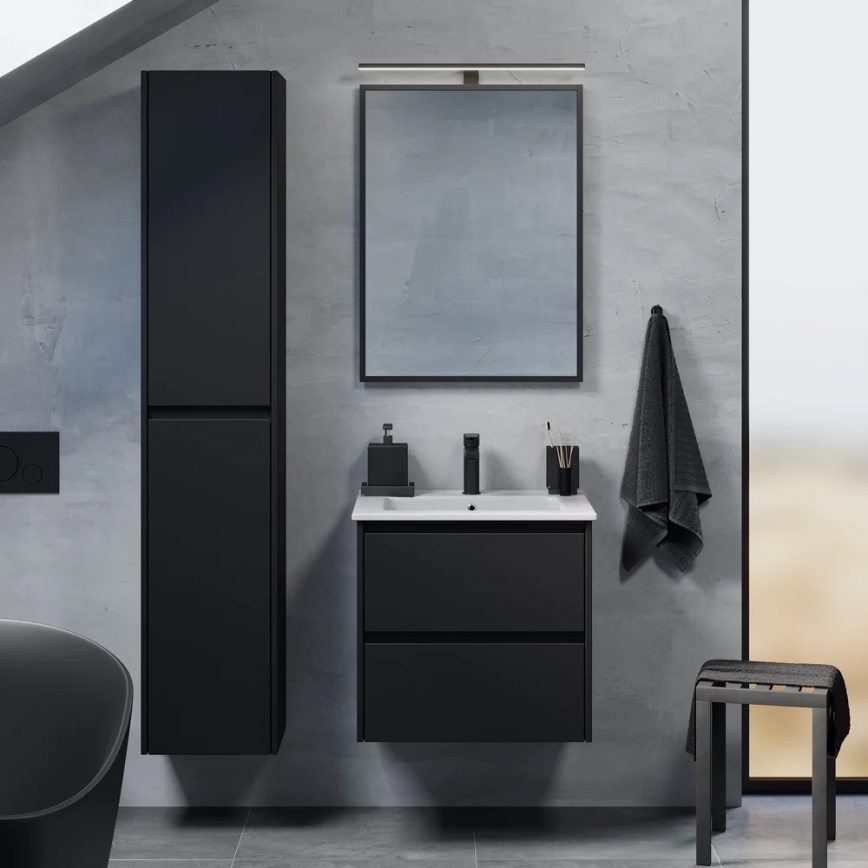 Móvel de casa de banho com lavatório LYKE 60 cm preto