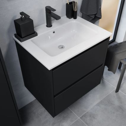Móvel de casa de banho com lavatório LYKE 60 cm preto