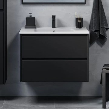 Móvel de casa de banho com lavatório LYKE 80 cm preto