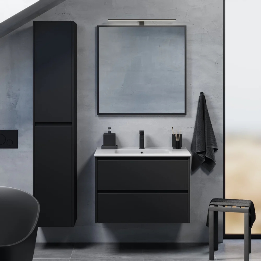 Móvel de casa de banho com lavatório LYKE 80 cm preto
