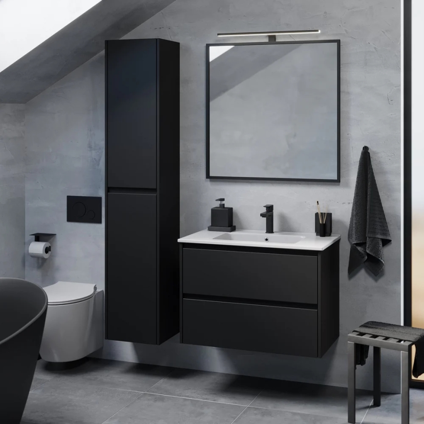 Móvel de casa de banho com lavatório LYKE 80 cm preto