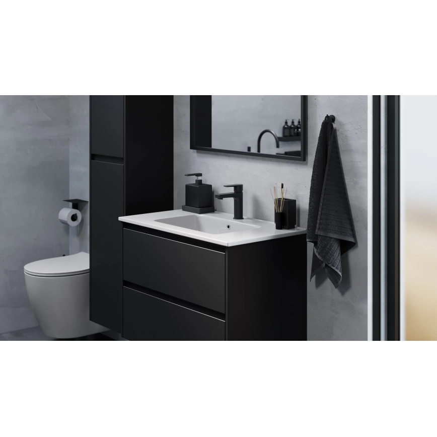 Móvel de casa de banho com lavatório LYKE 80 cm preto
