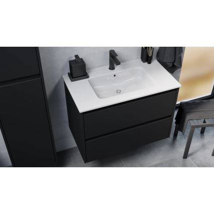 Móvel de casa de banho com lavatório LYKE 80 cm preto