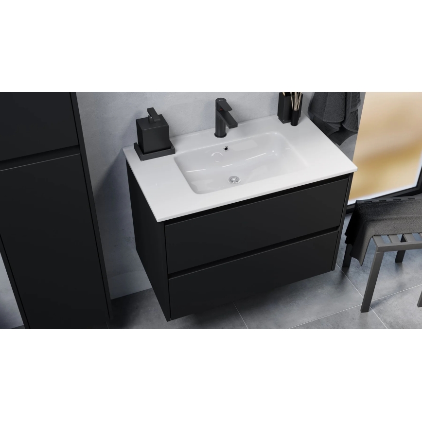 Móvel de casa de banho com lavatório LYKE 80 cm preto