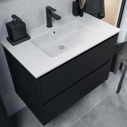 Móvel de casa de banho com lavatório LYKE 80 cm preto