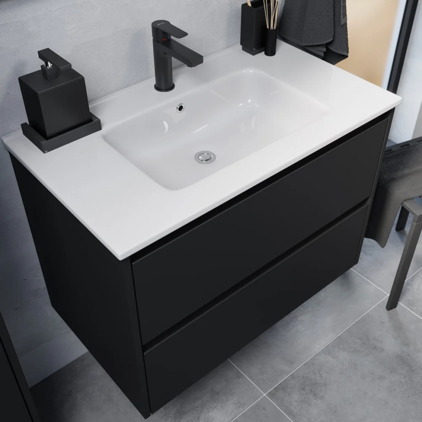 Móvel de casa de banho com lavatório LYKE 80 cm preto