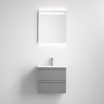 Móvel de casa de banho com lavatório VIGO + espelho de parede com retroiluminação LED/10W/230V IP44 cinzento