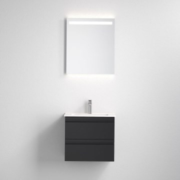 Móvel de casa de banho com lavatório VIGO + espelho de parede LED com iluminação integrada LED/10W/230V IP44 preto