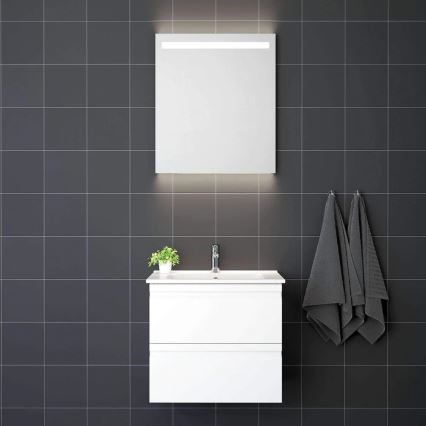 Móvel de casa de banho com lavatório VIGO + espelho de parede retroiluminado LED/10W/230V IP44 branco