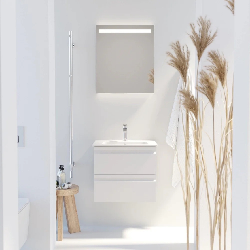 Móvel de casa de banho com lavatório VIGO + espelho de parede retroiluminado LED/10W/230V IP44 branco