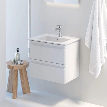 Móvel de casa de banho com lavatório VIGO + espelho de parede retroiluminado LED/10W/230V IP44 branco