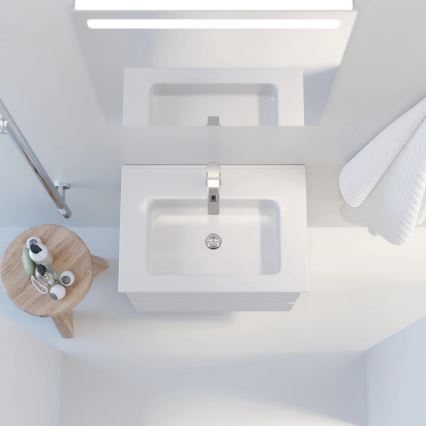 Móvel de casa de banho com lavatório VIGO + espelho de parede retroiluminado LED/10W/230V IP44 branco