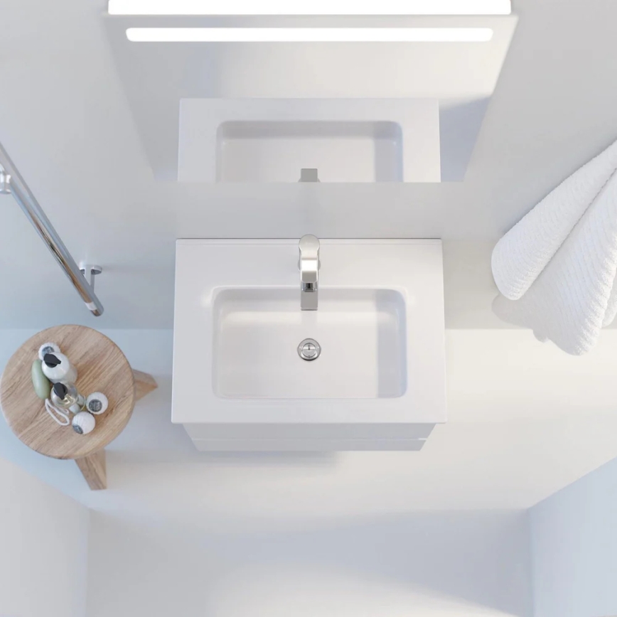 Móvel de casa de banho com lavatório VIGO + espelho de parede retroiluminado LED/10W/230V IP44 branco