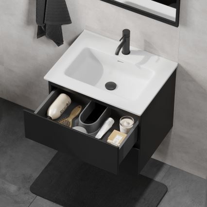 Móvel de casa de banho CONOR com lavatório, 61 cm, preto/branco