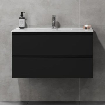 Móvel de casa de banho HENRY com lavatório, 91 cm, preto