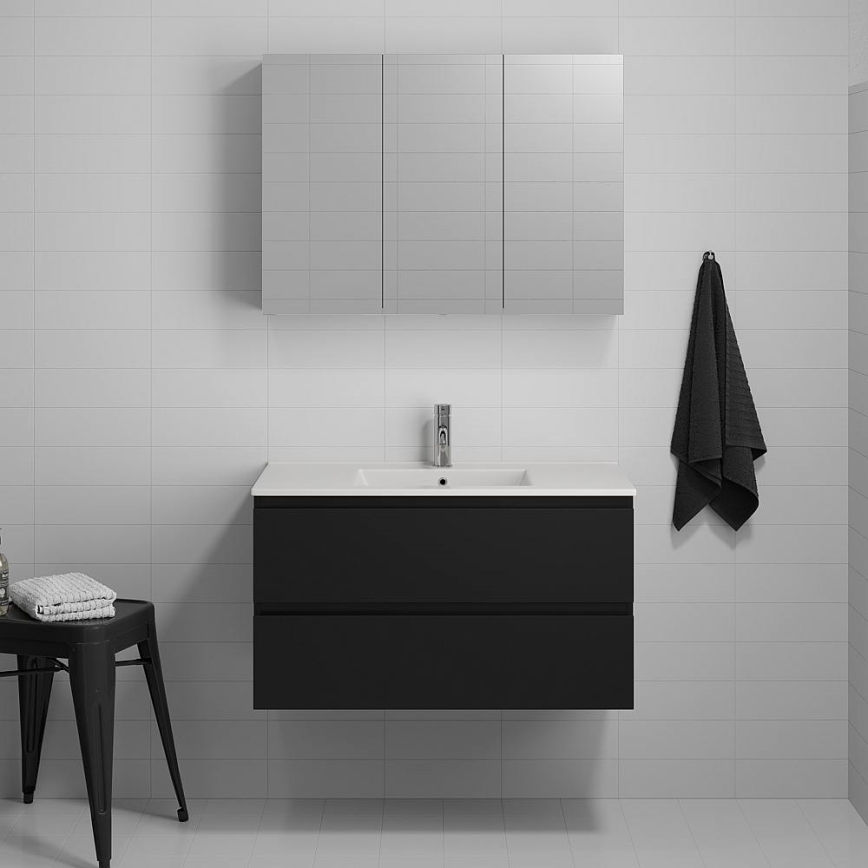 Móvel de casa de banho HENRY com lavatório, 91 cm, preto