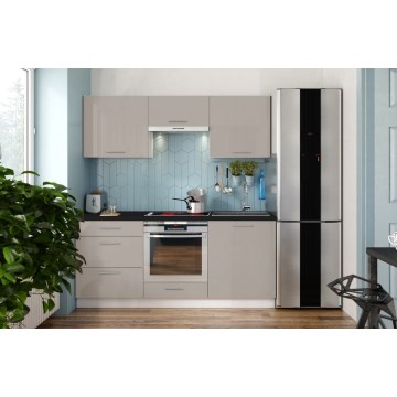 Móvel de cozinha CELESTE, 180 cm, acabamento taupe brilhante