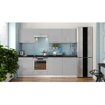 Móvel de cozinha CELESTE 240 cm, cinzento brilhante