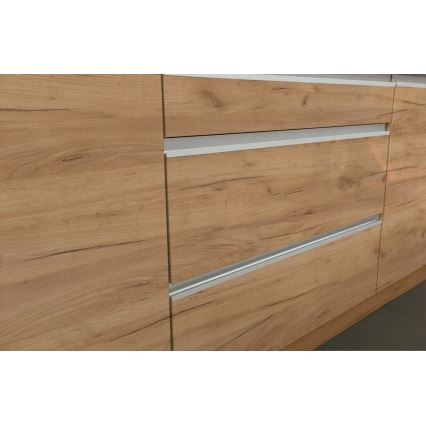 Móvel de cozinha MARINA 180 cm, carvalho craft/branco lacado brilhante