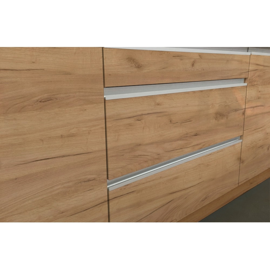 Móvel de cozinha MARINA 180 cm, carvalho craft/branco lacado brilhante