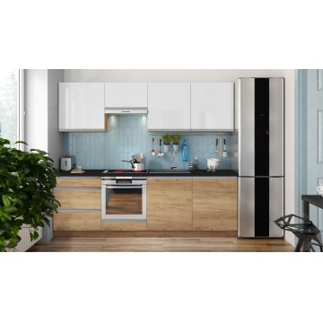 Móvel de cozinha MARINA 240 cm carvalho craft/branco brilhante
