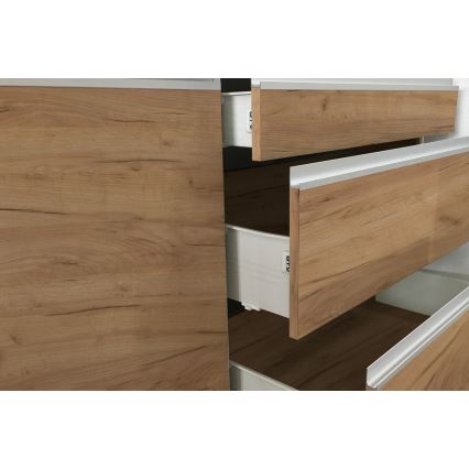 Móvel de cozinha MARINA 240 cm carvalho craft/branco brilhante