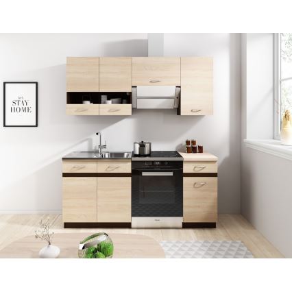 Móvel de cozinha VALERIA 180 cm castanho/carvalho sonoma
